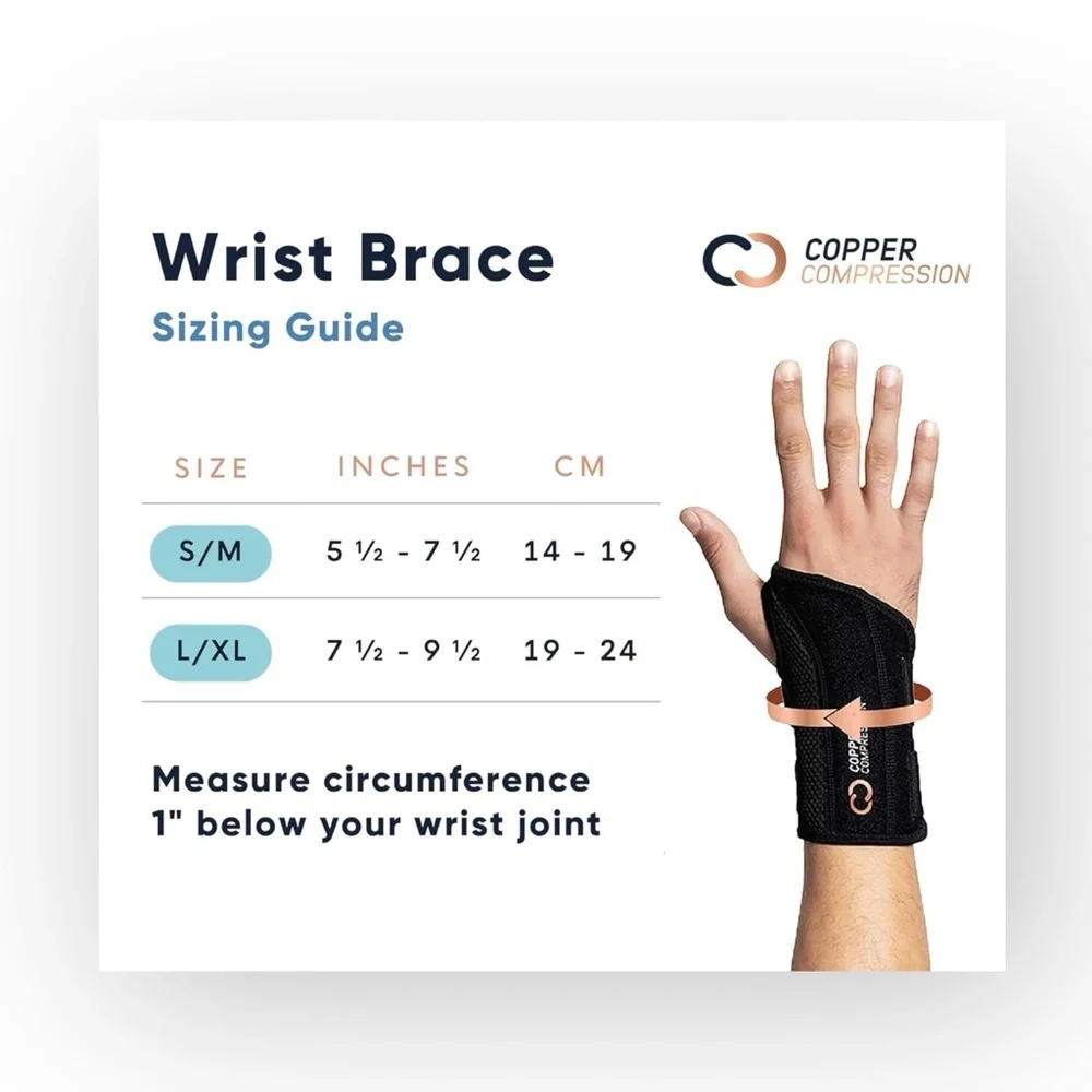 new Copper Compression ✪ Right Hand Wrist Brace ✪ Black ✪ Small Med ✪ Heal Pain